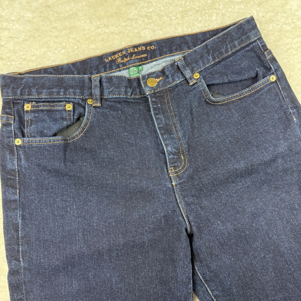 Lauren Ralph Lauren Jeans Women 14P Blue Classic Bootcut Dark Wash Stretch Denim